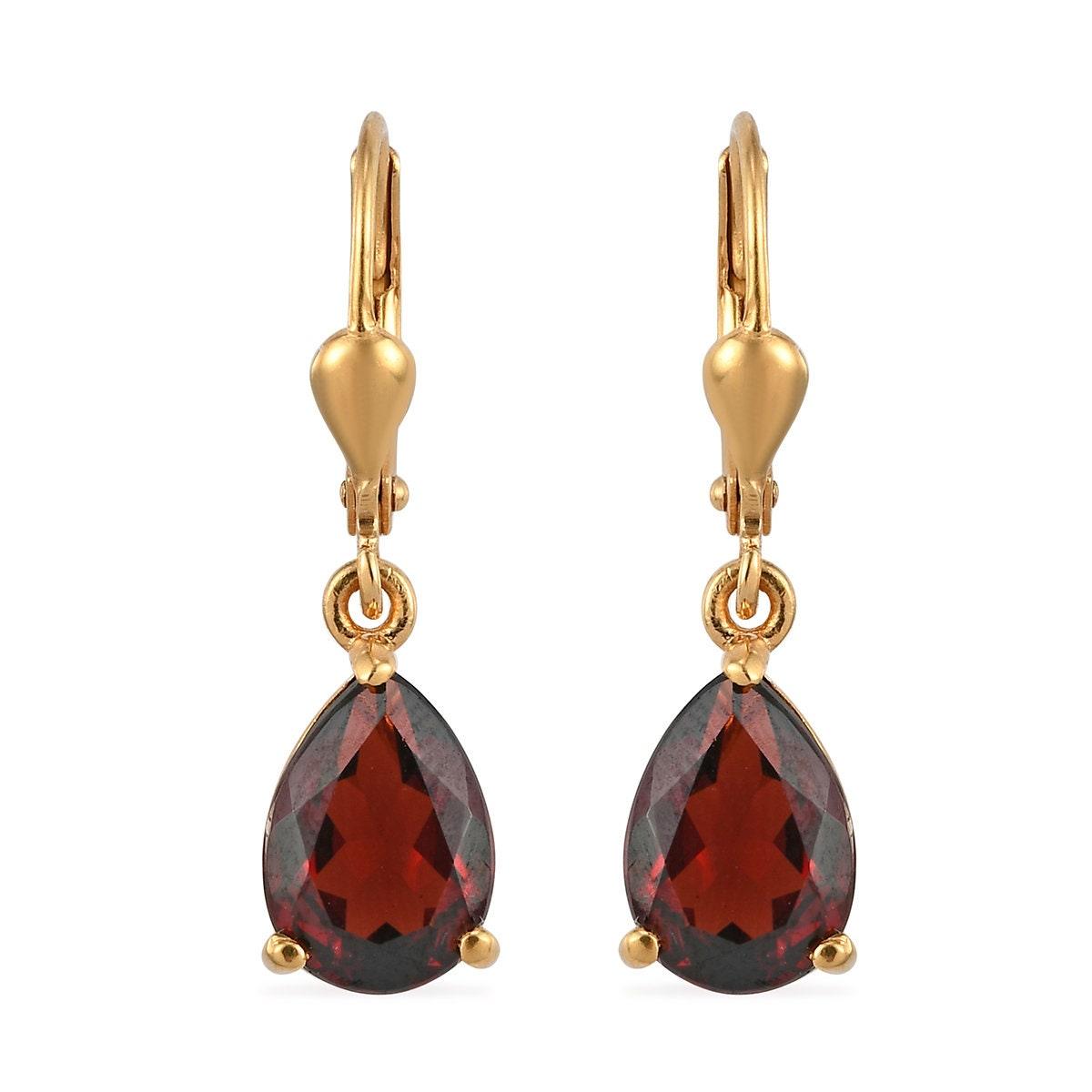 Red Garnet dangle earrings , January birthstone , 925 Sterling Silver , Garnet Lever back Earring, Teardrop Earrings by Inspiring Jewellery - Inspiring Jewellery