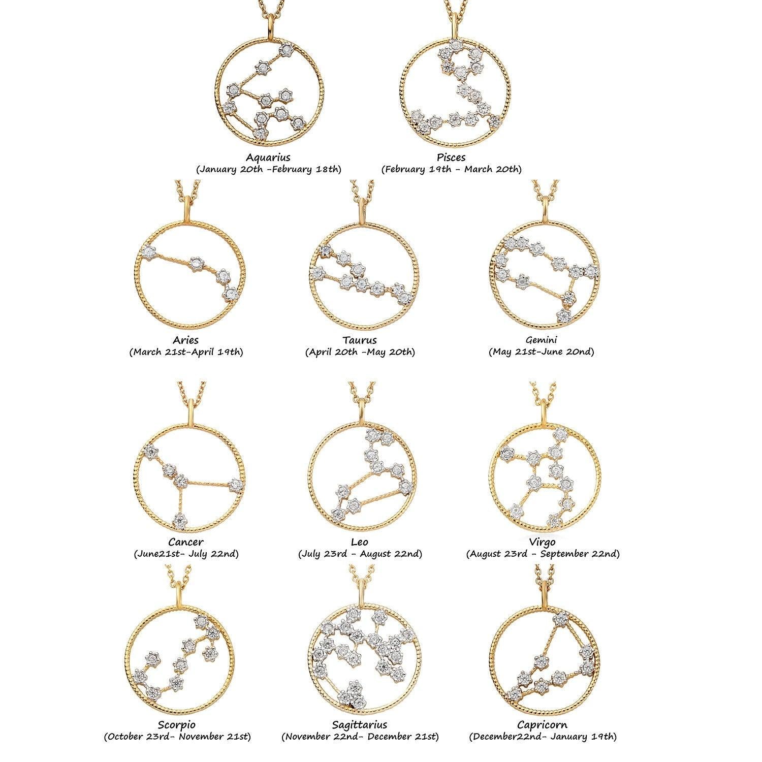 Genuine Zodiac Necklace for Women | 925 Sterling Silver 18K Gold | Star Sign Necklace | Birthday Gift | Constellation Necklace | - Inspiring Jewellery