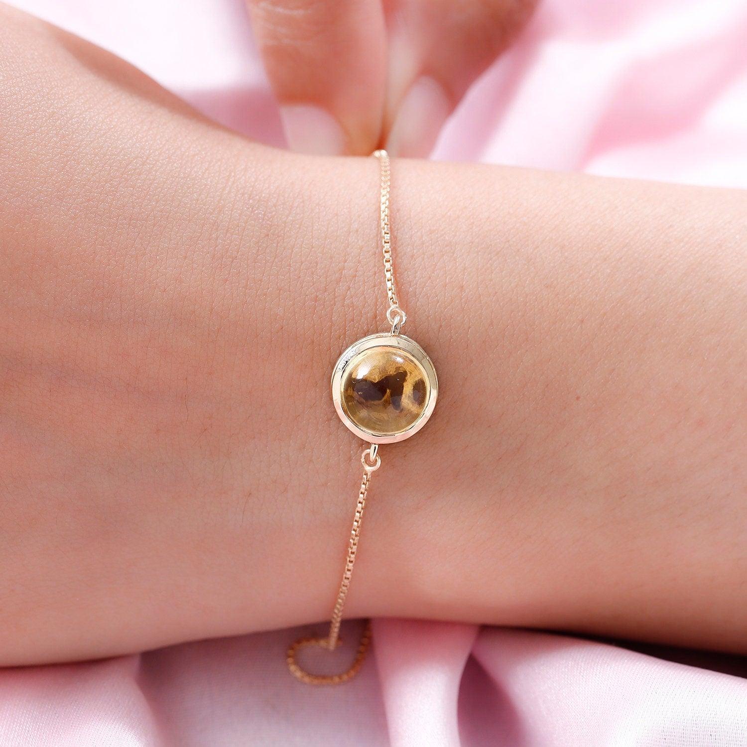 Citrine Bracelet | Solar Plexus Chakra Bracelet | 925 Sterling Silver Bracelet | Bracelet for Women | Gift for her - Inspiring Jewellery