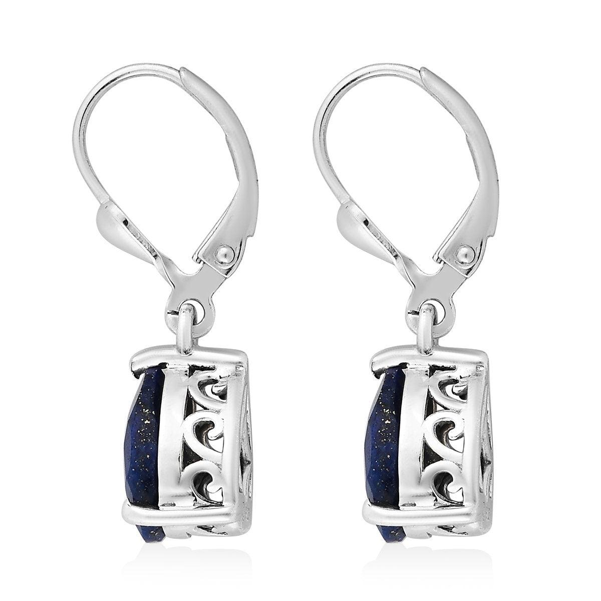 Sterling Silver and Lapis lazuli Earrings, Triangle Blue Faceted 2024 Lapis lazuli Teardrop Long Dangle Earrings, Statement Earrings For Women