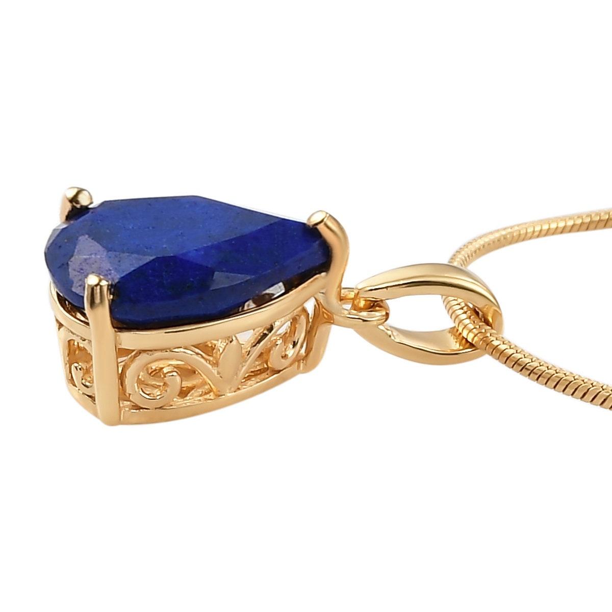 Lapis Lazuli Pendant, Lapis Teardrop Solitaire Pendant, September Birthstone Necklace, 925 Sterling Silver, Lapis Gold Necklace, Gift - Inspiring Jewellery