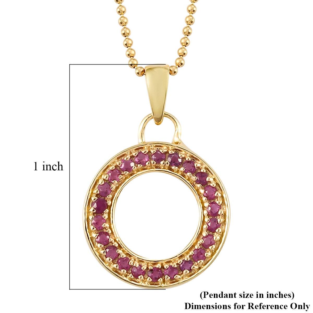 Ruby Circle Pendant, Eternity Pendant, Circle of Life Pendant in 18K Yellow Gold Plated 925 Sterling Silver, Meaningful Jewellery - Inspiring Jewellery