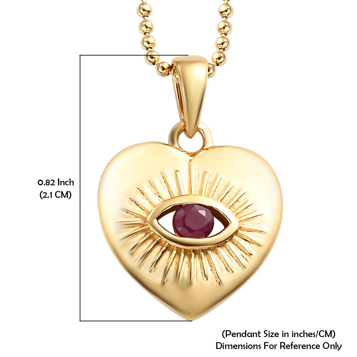 Evil Eye Heart Pendant Necklace, 925 Sterling Silver, Precious Gemstone Evil Eye Necklace, Gold Evil Eye Necklace - Inspiring Jewellery