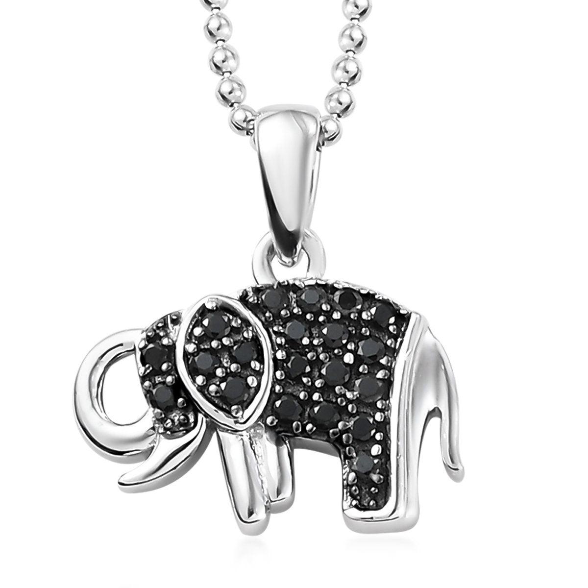 Elephant Pendant, Goodluck Charm Pendant in Platinum Plated 925 Sterling Silver, Meaningful Jewellery , - Inspiring Jewellery
