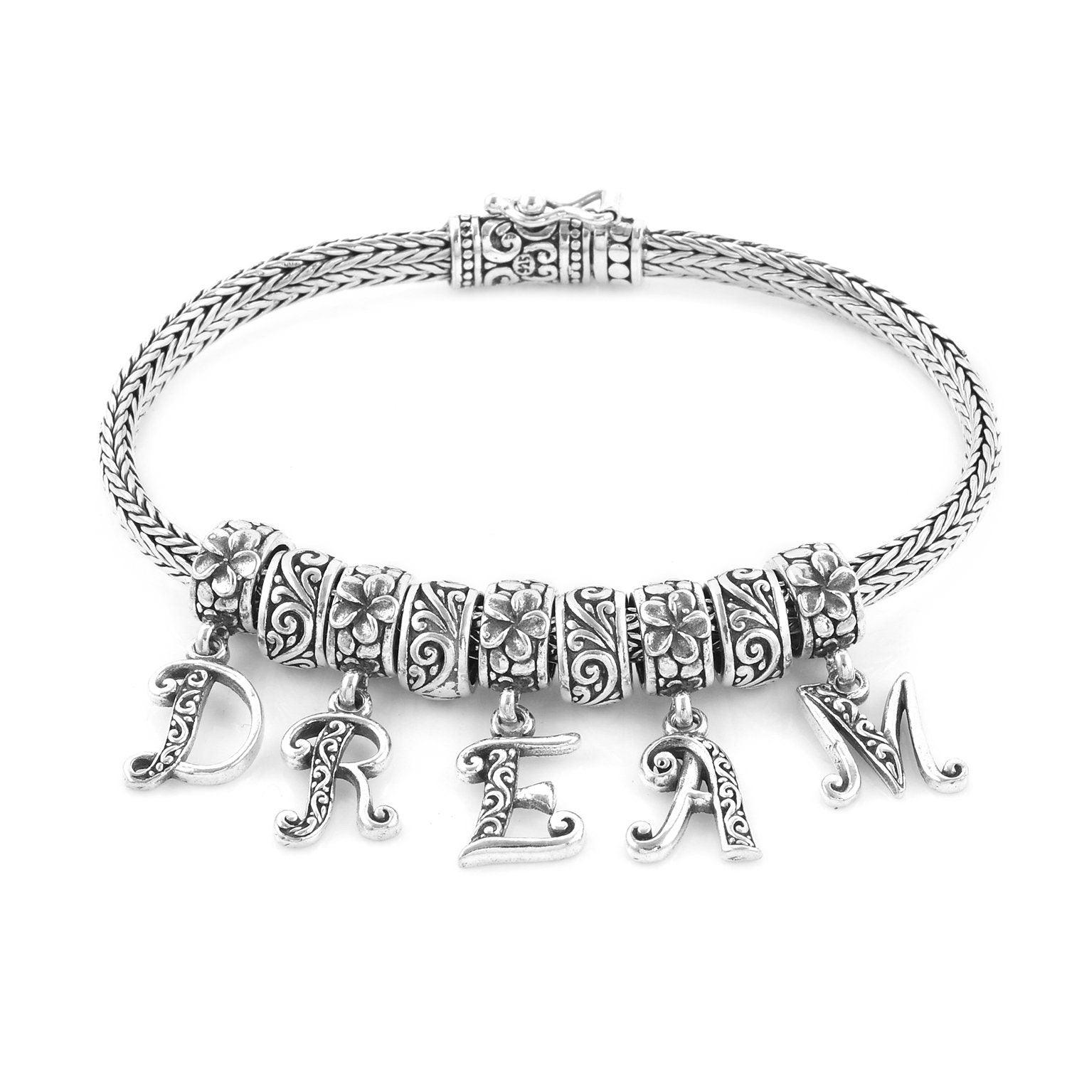 DREAM Charm Snake Chain Bracelet Inspiring Bracelet in Solid 925 Sterling Silver - Inspiring Jewellery - Inspiring Jewellery