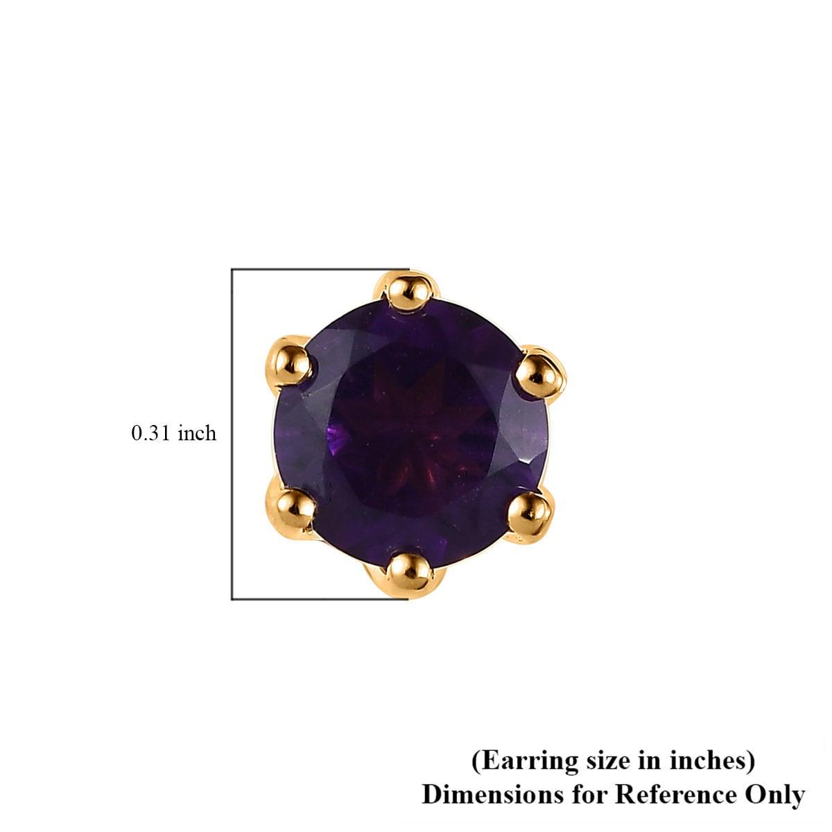 AAA Amethyst Round Studs earrings, 925 Sterling Silver, 6 Prong Stud, 18K Gold Plated, Round Studs by Inspiring Jewellery - Inspiring Jewellery